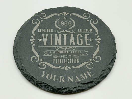 Personalised 60th Birthday Slate Coaster – Vintage 1966