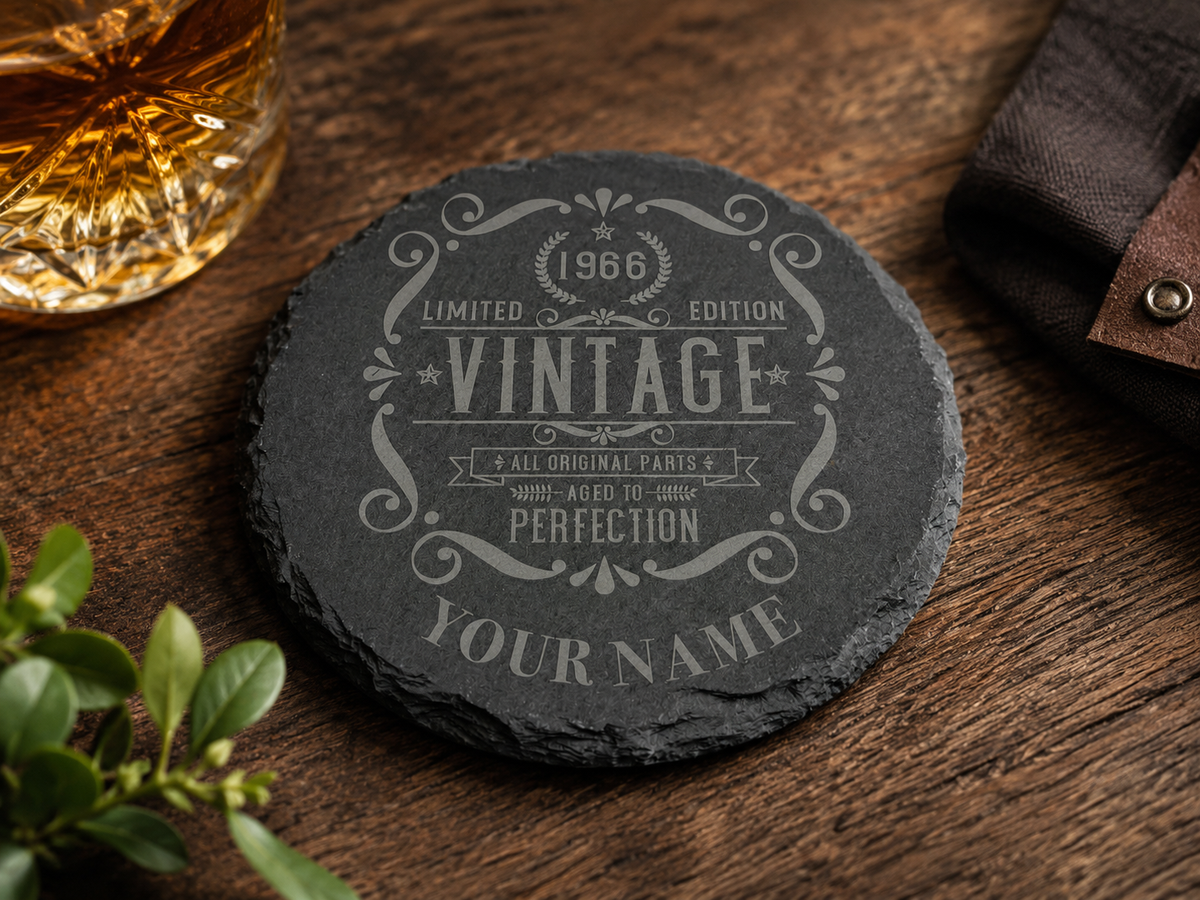 Personalised 60th Birthday Slate Coaster – Vintage 1966