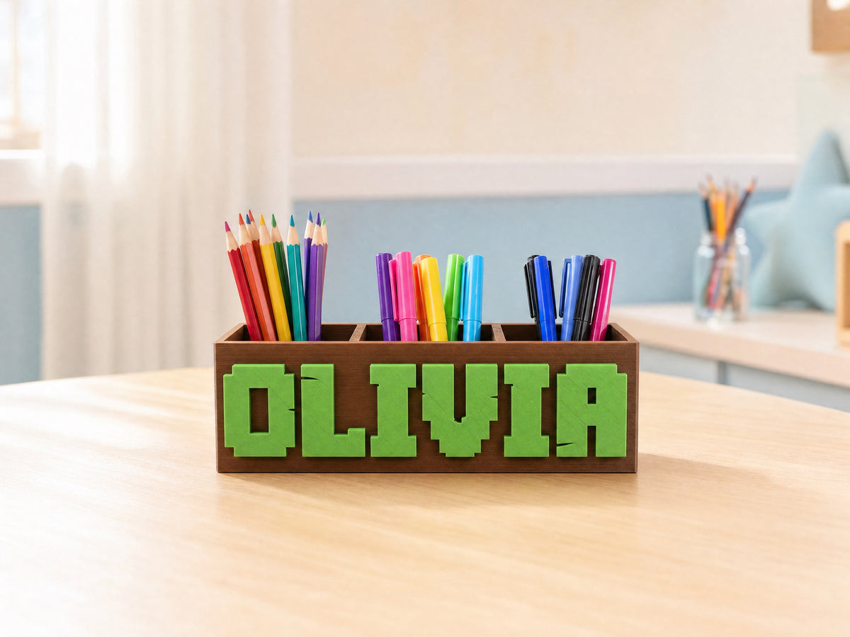 Personalised Pixel Name Pen Holder