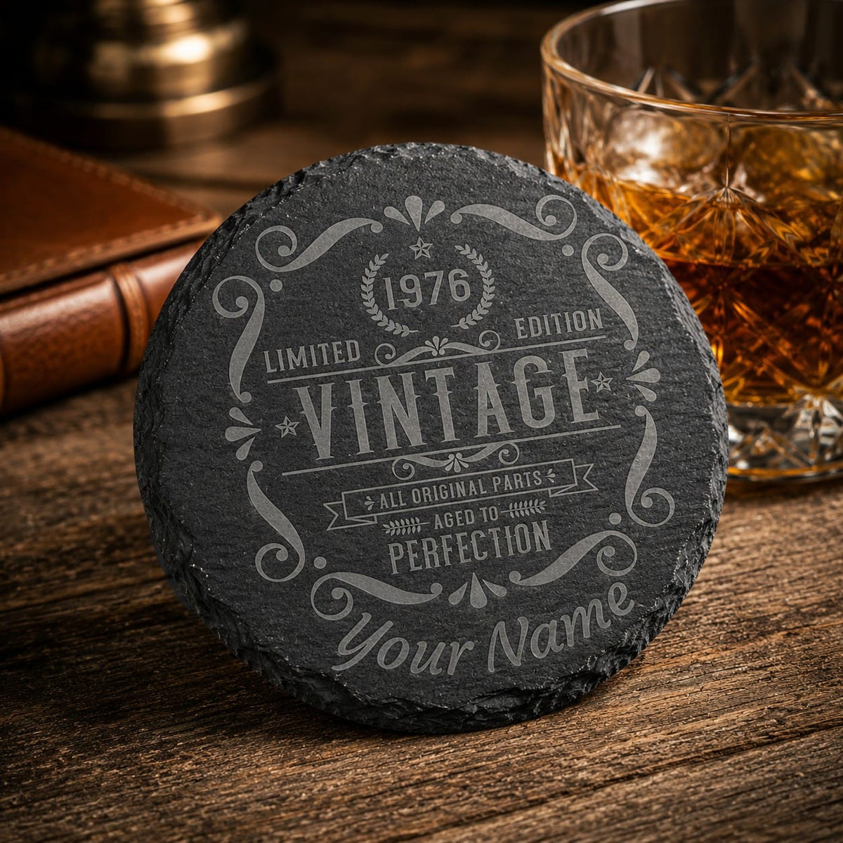 Personalised 50th Birthday Slate Coaster – Vintage 1976