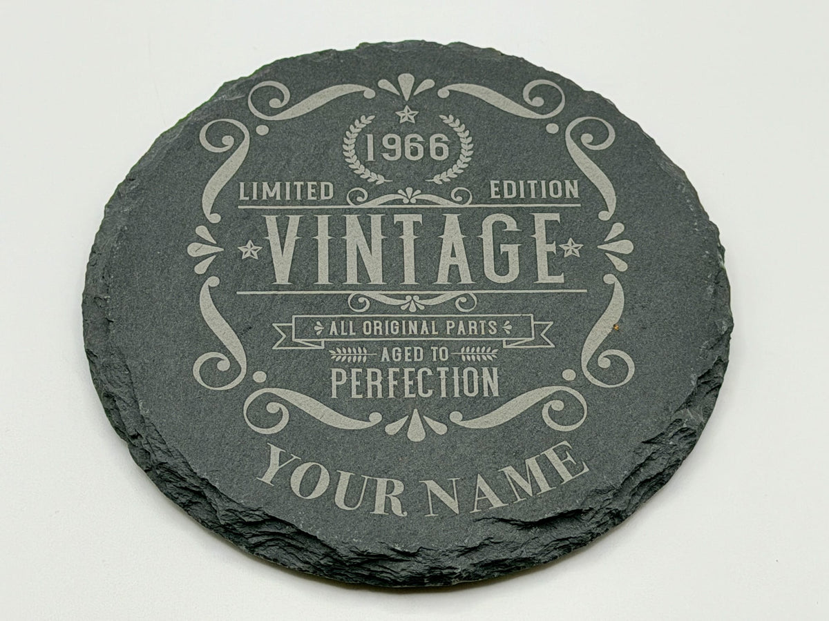 Personalised 60th Birthday Slate Coaster – Vintage 1966
