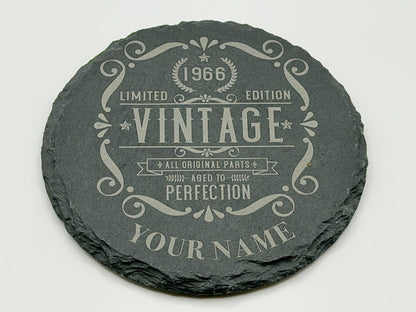 Personalised 60th Birthday Slate Coaster – Vintage 1966