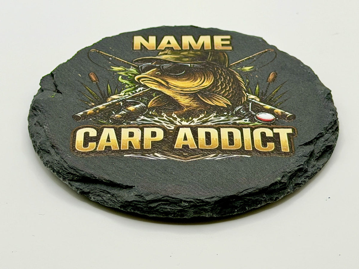 Personalised Carp Addict Slate Coaster — view 3