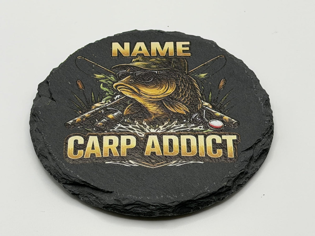 Personalised Carp Addict Slate Coaster — view 5