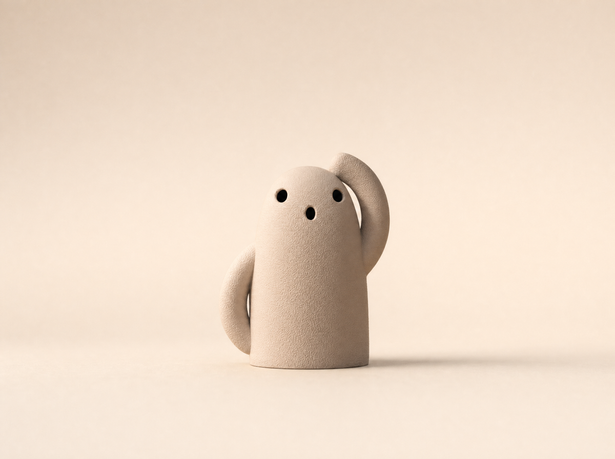 Small 7.5cm ghost tea light holder in desert tan