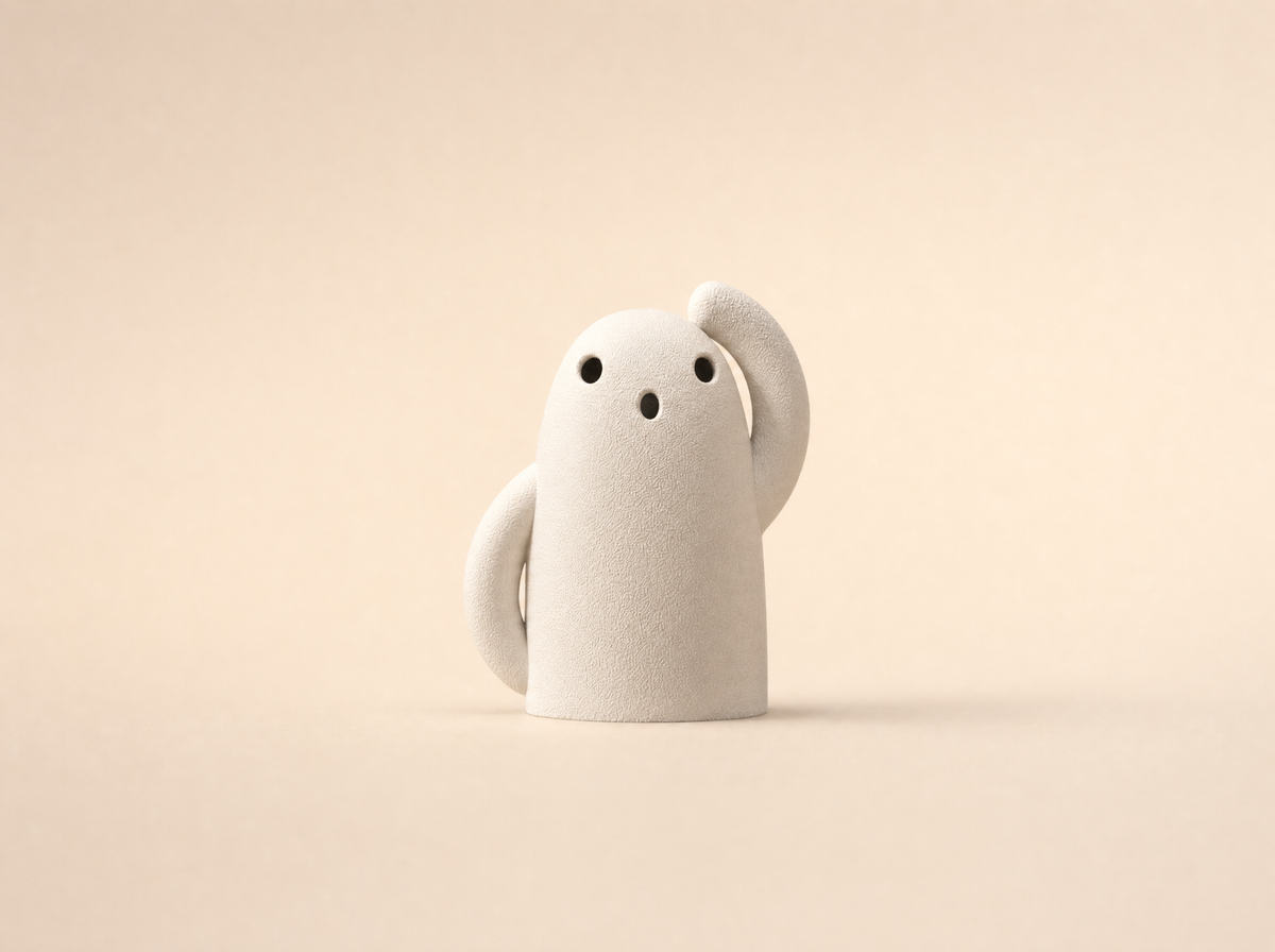 Small 7.5cm ghost tea light holder in bone white