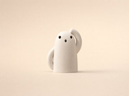 Small 7.5cm ghost tea light holder in bone white