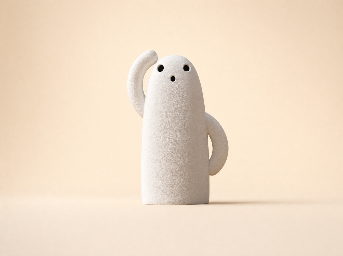 Large 10cm ghost tea light holder in ivory white