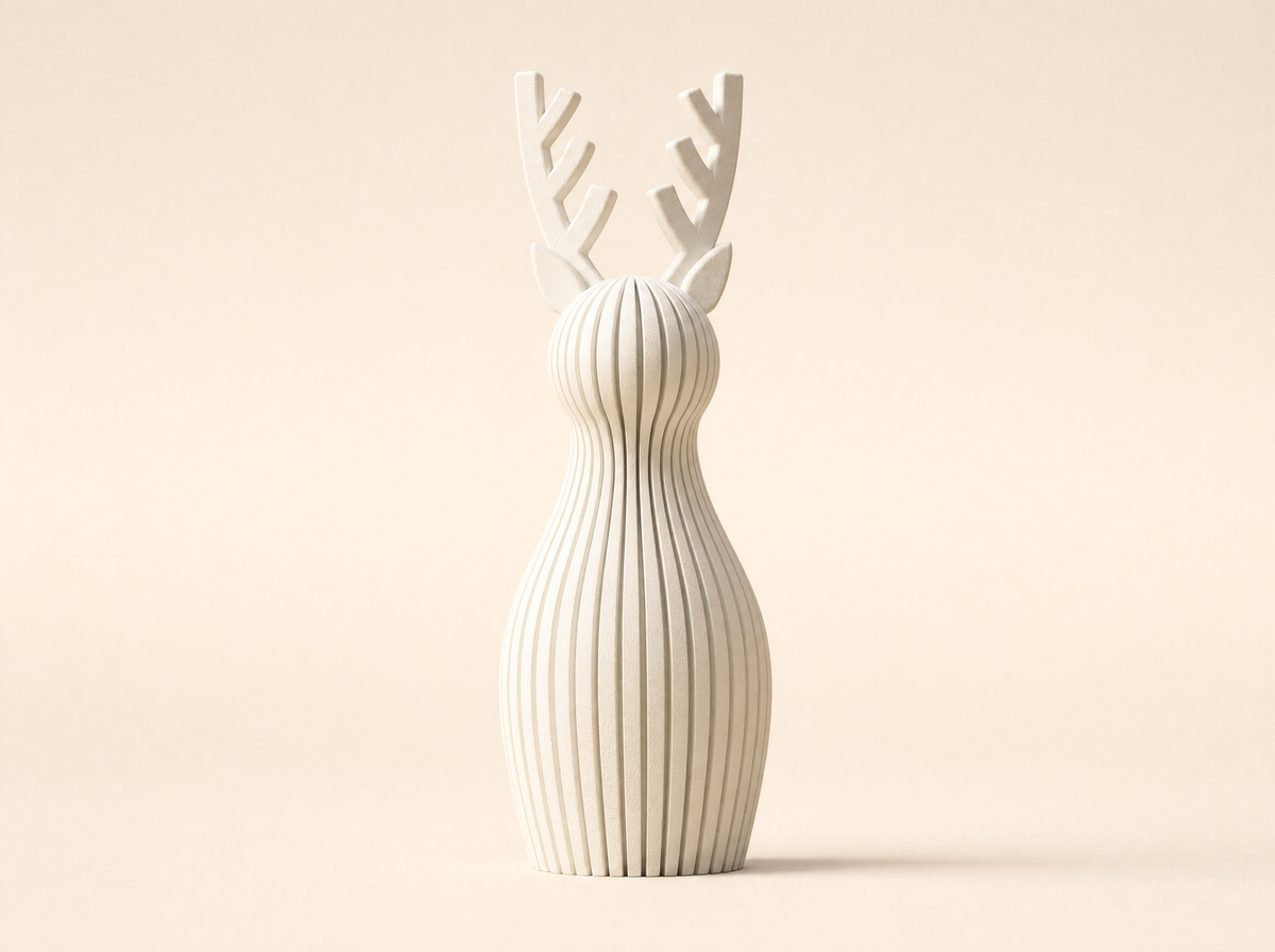 Ivory white reindeer figurine