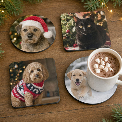 Christmas pet photo coasters