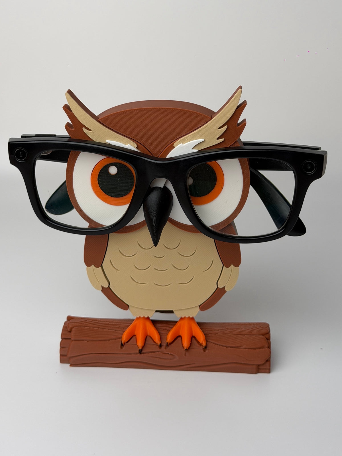 Wise Owl Glasses Holder wearing glasses, front view
